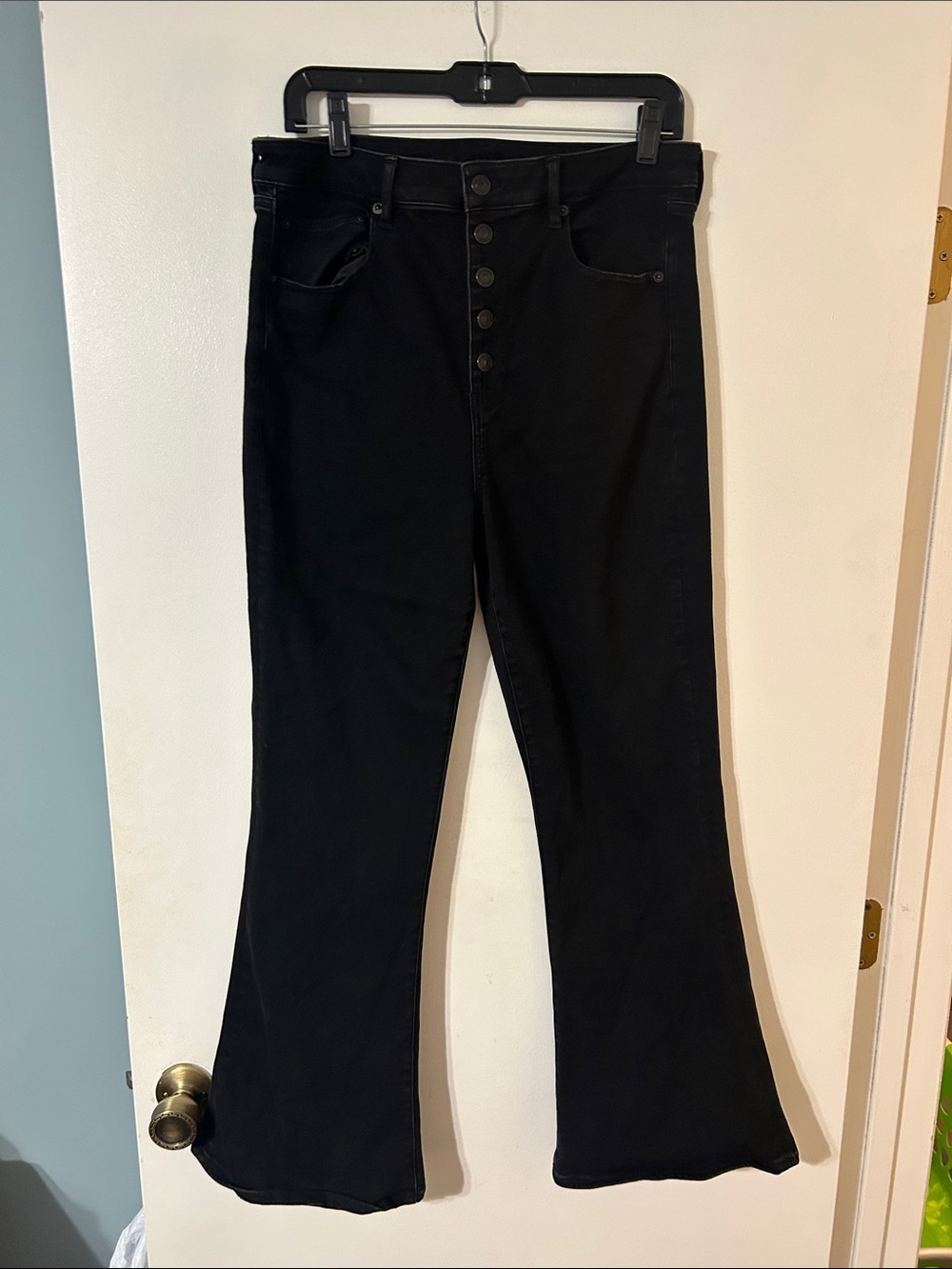 American Eagle Outfitters Black High-Rise Button-Fly Jeans